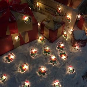跨境led灯串彩绘圣诞老人雪人圣诞帽彩灯节日装饰灯室内装扮串灯