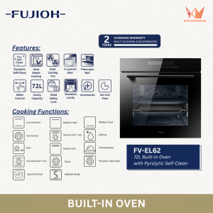 FUJIOH - 72L Built-in Oven with Pyrolytic Self-Clean | FV-EL62