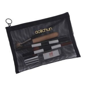 GUAIP Black Fashion Wash Pouch Travel Organizer Zipper Bag Transparent Cosmetic Cases Mesh Cosmetic Bags Makeup Bags Storage Toiletry Bag