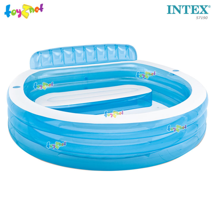 Intex ส่งฟรี สระน้ำ เป่าลม ทรงกลม แฟมิลี่เล้าน์จ 2.24x2.16x0.76 ซม. รุ่น 57190 + ที่สูบลมไฟฟ้า