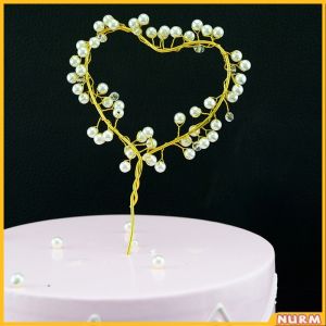 Nurm Pearl Crown Cake Topper Decor Birthday Fairy Stick Party Wedding Anniversary Crown Decoration
