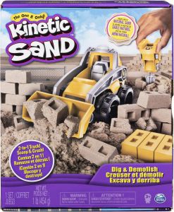 Kinetic Sand Construction Site Folding Sandbox with 2lbs Play Sand & Toy Truck Sensory Toys for Kids Ages 3 and up