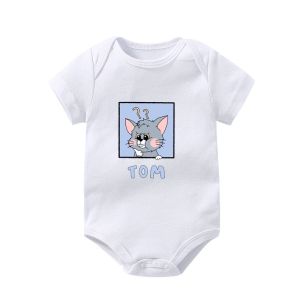 ชุดนอนเด็กแขนสั้นผ้าฝ้ายลายแมวและหนู