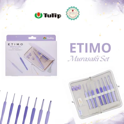 TULIP - [SET] Alat Rajut Hakpen Etimo Murasaki / Lavender Crochet Hook with Cushion Grip