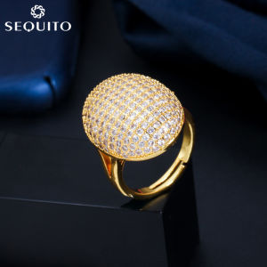 SEQUITO Giảm Giá Hấp Dẫn Nhẫn Hở Ngón Hợp Thời Trang Zircon Khối Lập Phương Siêu Nhỏ Mạ Vàng Ả Rập Toàn Bộ Phụ Kiện Trang Sức Dự Tiệc Cho Nữ SR034