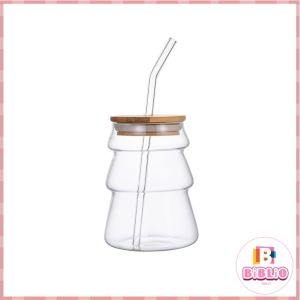 Biblio【Ready in Stock】 Creative Tree Shaped Coffee and Tea Glass Cups Heat Resistant Christmas Gift Mug