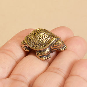 baoda Christmas Gift 1Pc Antique Solid Brass Turtle Ornaments Longevity Animal Sculpture Home Office Desk Decorative Simulation Ornament