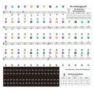 88/61/54/49-key Piano Keyboard Stickers Transparent Detachable Music Decal Notes Piano Keyboard Stickers Piano Keyboard Stickers 37key/49key/61 Keyor 88-key Electronic Piano Spectrum Sticker Symbol Transparent Detachable Music Decal Notes