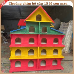 Chuồng Nuôi Chim Bồ Câu 15 Ô - Gỗ Tự Nhiên Cao Cấp sơn màu