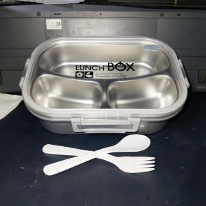 Kotak Makan 3 Sekat Stainless Steel / Kotak Makan Stainless Menghangatkan Makanan FREE Sendok - SS