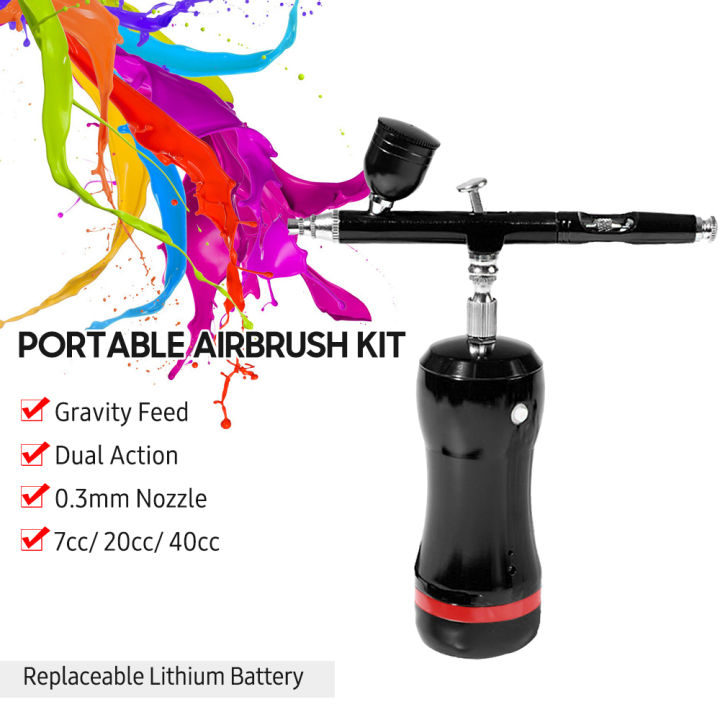 Portable Airbrush with Compressor Kit Auto Start & Stop Dualaction Air