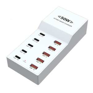 Khối sạc nhanh với 5 USB-A và 5 Type-C cổng cho điện thoại máy tính bảng Ổ cắm điện có dây USB C đế sạc
