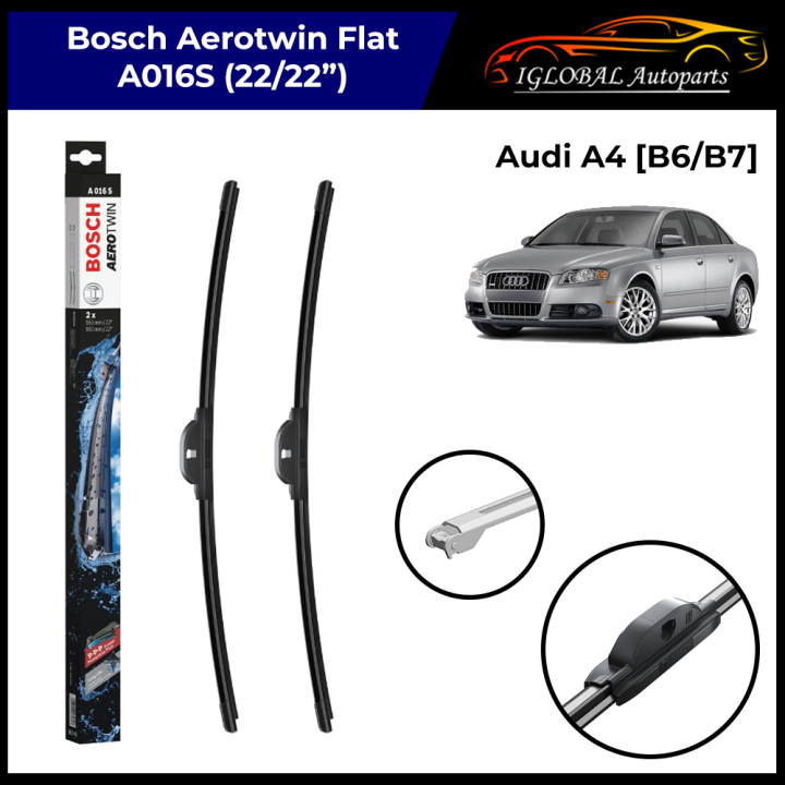 Audi A4 B6 B7 A016S Bosch Aerotwin Flat Windscreen Wiper Set 22