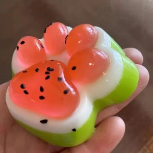 CRNGW Watermelon Cat Paw Squeeze Paw Design Realistic Sensory Fidget Ball Boys Girls Pinch Slow Rebound Toy Kids Adults