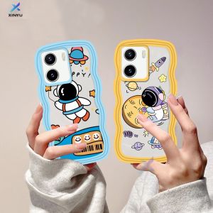 (Lokal Ready) Xinyu Casing hp Vivo Y17S Y27 Y36 Y16 Y15s Y15A Y12S Y12A Y02 Y01 Y02S Y22 Y22s Y35 Y21T Y21A Y21S Y33S Y12 Y12i Vivo V25e V27e Y15 Y17 Y11 Y20S Y91C Y19 Y30 Y50 Y53s S1 Pro Penutup Casing Ponsel TPU Tepi Gelombang Kartun Astronot Case