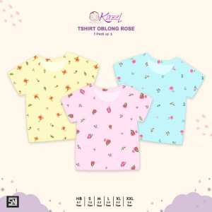 KZL21 KAZEL KAOS OBLONG ANAK PEREMPUAN  SUMMER 1 PACK ISI 3 & TSHIRT KAOS FLORISH ANA ISI 3