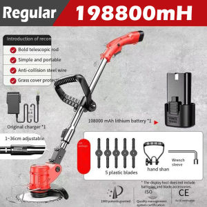 Electric Lawn Mower 459600mHA Adjustable Cordless Handheld Rechargeable Garden Shrub Pruner Grass Trimmer