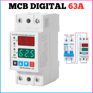 COD Cepat BEVAV MCB Digital 63A Din Rail Over Voltage Current Protector 2P 230V Pengaman beban lebih Hubung Singkat - AVP-63