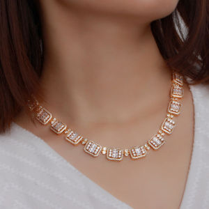 SEQUITO Gold Color Luxury Zirconia Necklace and Earring Set for Women Dubai Jewelry Sets Wedding Accessories SJ181