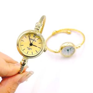 Geneva Petite Classique Twisted Wristwatch Stainless Watch Gift Jewelry Bangle Relo