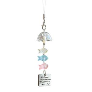 Handmade Fish Wind Chime Phone Strap Unique Fish Pendant Women Key Resin Texture Suitable for Fashion Women