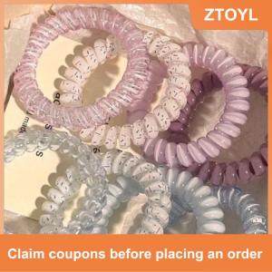 【ZTOYL】 4pcs Womens Spiral Hair Ties Telephone Wire Cord Hair Ring Elastic Head Bands Rubber Band Scrunchies Headwear Hair Accessories
