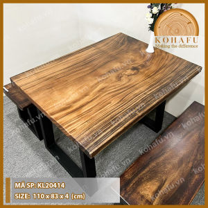 [Siêu sale] Bàn ăn gỗ nguyên tấm cho 4 người bàn gỗ me tây tự nhiên | KOHAFU