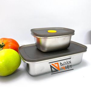 BỘ BẢO QUẢN THỰC PHẨM INOX SUS 304 NẮP SILICON cực kín CHỐNG BAY MÙI thực phẩm trong tủ lạnh HIỆU QUẢ Đảm bảo độ tươi ngon - AN TOÀN CHO SỨC KHOẺ