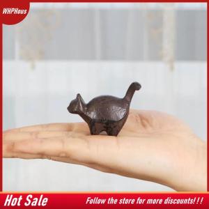 【COD】🔥🔥🔥 Vintage Cast Iron Cat Sculpture - Miniature Animal Figurine For Home Office And Garden Decor   Rustic Bookshelf Accent
