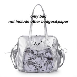 CRYST Badge Display Square Itabag Zippe Idol Merchandise Storage Cotton Doll Ita Bag Pouch Bag PU Leather Transparent Pocket Bag Girls