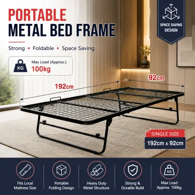 [Ready Stock] Single Pullout Metal Bed Frame | Sturdy Steel Bedframe | Fast & Free Delivery