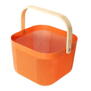 BAGUO Tay cầm Giỏ lưu trữ tại nhà Nhựa Dung lượng lớn Giỏ đựng khăn tắm Thùng đựng trái cây Di động Giỏ thoát nước trái cây và rau củ Trái cây và đồ ăn nhẹ