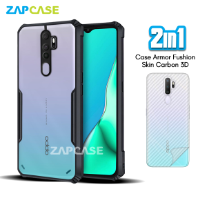 Case Oppo A5 A9 2020 Armor Fushion Casing Free Skin Karbon