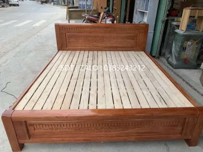 giường ngủ gỗ xoan đào phòng ngủ