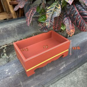 กี่ ไม้จามจุรี ชุด 10 ใบ กี่น้ำชา สีอิฐ สีหมาก คาดทอง ย9x ก5.5 xส3.5 นิ้ว กี๋ สี่เหลี่ยม ถาดไม้ วางน้ำชา แก้วน้ำ วางของ สวยหรู สำหรับเสริฟน้ำผู้ใหญ่ ชุดถวายน้ำพระ ชุดสังฆทาน