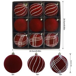 New products Christmas decorations spot carton flocking special-shaped Christmas ball set Christmas tree pendant.
