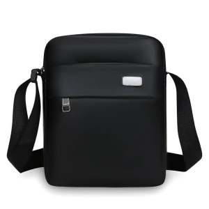 WENKEN SHOP#4074 Men`s vertical leather crossbody sling bag designed for business casual travel and daily commuting.