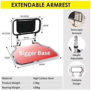 Bedside Handrail Scalable Bed Rail Anti-Fall Safety Handrail Bed Guard Storage Pouch Elderly Pregnant Patients Disabled