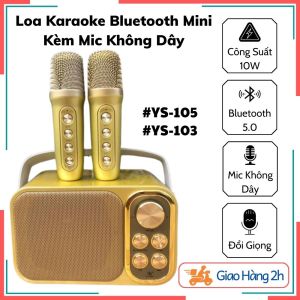 Loa Karaoke Bluetooth Mini YS-105 Kèm 2 Micro Không Dây - Bluetooth 5.0 Công suất 15W Pin 6h Mic Đổi Giọng Đa Kết Nối