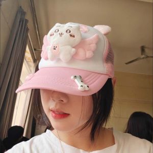 REEBO Cartoon Doll Chiikawa Peaked Cap Y2K Breathable Usagi Sunscreen Hat Trendy Cotton Hachiware Baseball Hat Men