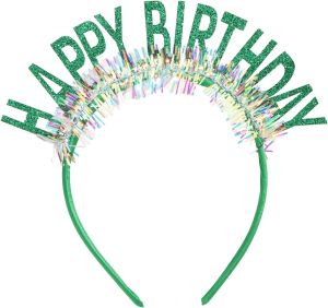 CIEHER Birthday Crown Headband for Women Girls Happy Birthday Decorations Gifts - Black