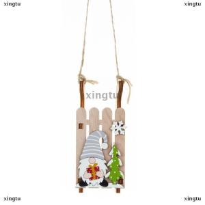 [COD] xingtu Christmas Tree Hanging Decor Wooden Christmas Sleigh Ornament Wood Gnomes Pendant Home Office Party DIY Christmas Decoration
