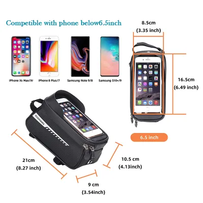Bicycle Bag MTB Frame Bag Cycling Handlebar Bag Large Capacity Touch Screen Waterproof MTB Phone Bag Cycling Bag Mountain Bike
