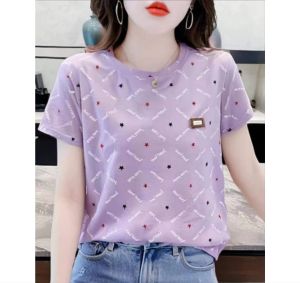 DS Cotton Blouse Plus Size Womens Summer Korean Style Loose Round Neck Short-sleeved T-shirt #801