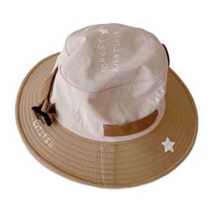 MI LI Màu tương phản Mũ ngư dân trẻ em Phong cách Hàn Quốc Thoáng khí Mũ che nắng nhanh khô Mũ che nắng Dây chống gió Mũ xô trẻ em Bé gái