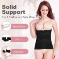 3 In 1 Postpartum Belly Band Wrap - Abdominal Binder Post Surgery C Section Compression Girdle Belt. 