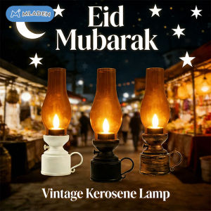 MLADEN Eid Mubarak Lampu Antique Kerosene Lamp Led Vintage Kerosene Lamp Hari Raya Decor Lamp