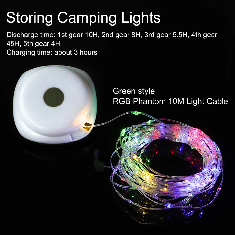 Versatile Camping Light with RGB String Light