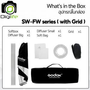 Godox Softbox SB-FW 95 SB-FW 120 SB-FW 140 cm. Quad Assemble Softbox - With Grid - Bowen Mount / Digilife