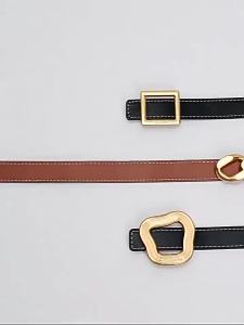 《501》Songmont สายรัดเอวยามาชิตะ อาริมัตสึแบบสองด้าน ดีไซน์ผสมผสานฟรี สายรัดหนังวัวเรียบง่ายสำหรับผู้หญิง